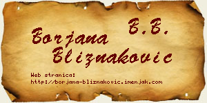 Borjana Bliznaković vizit kartica